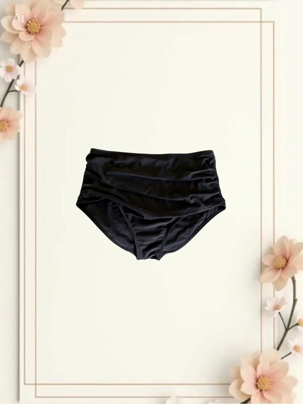 High-Waisted Ruched Swim Bottoms
